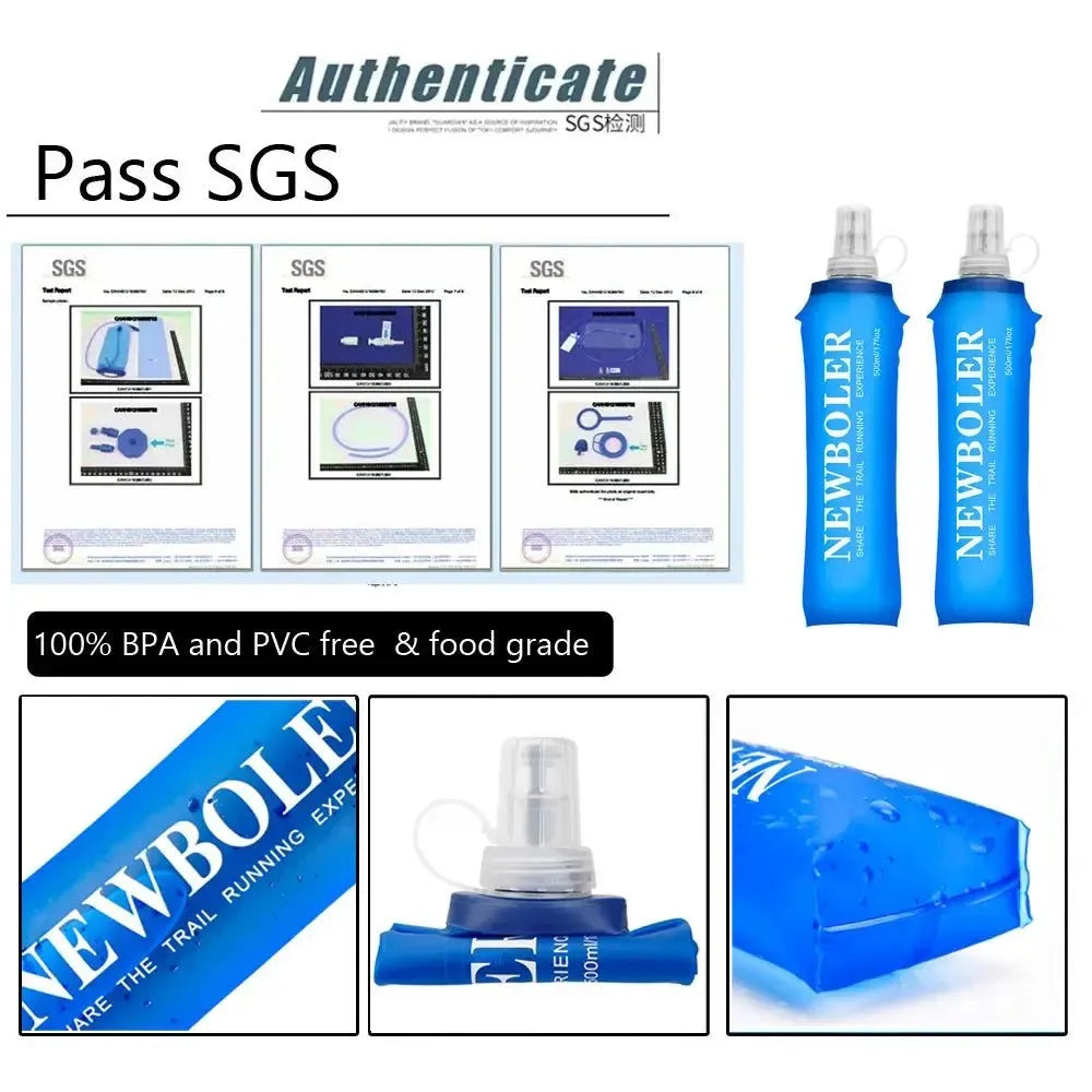 500ML Foldable Silicone Soft Flask Water Bottles - Portable Hydration Pack for Outdoors Travelling Running - Trekker Essentials