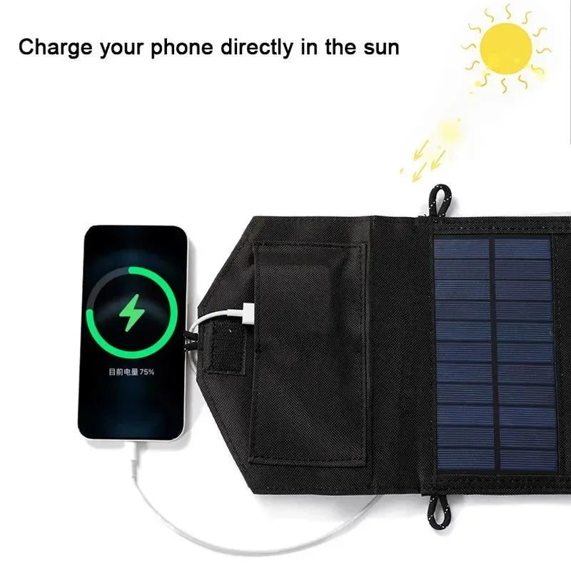 500W Portable Foldable Solar Panel Charger - USB 5V and DC Output for Phone Charging, Power Bank, Hiking, and Camping - Trekker Essentials