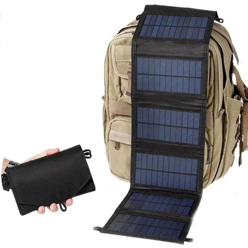 500W Portable Foldable Solar Panel Charger - USB 5V and DC Output for Phone Charging, Power Bank, Hiking, and Camping - Trekker Essentials