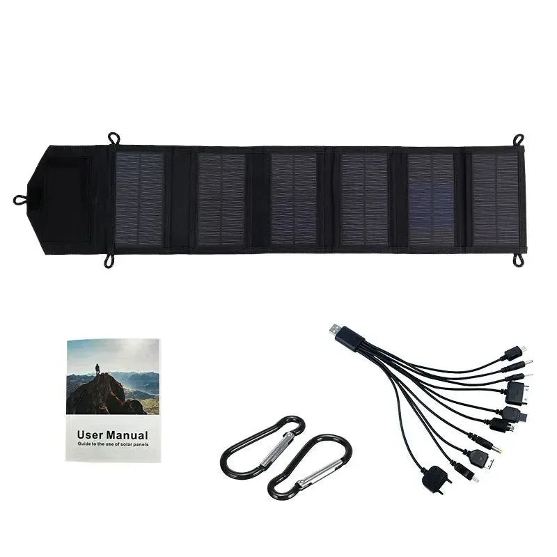 500W Portable Foldable Solar Panel Charger - USB 5V and DC Output for Phone Charging, Power Bank, Hiking, and Camping - Trekker Essentials