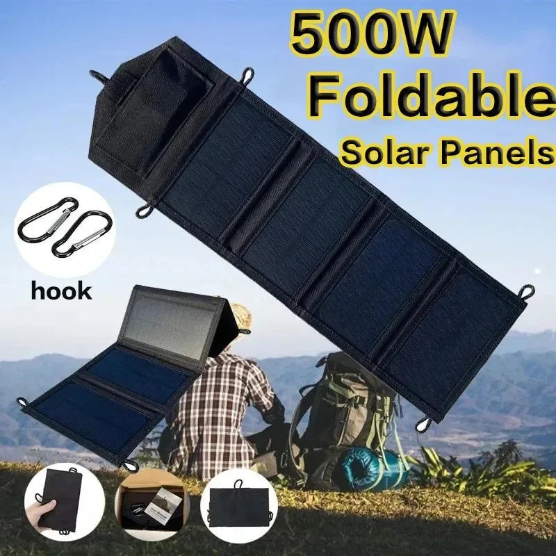 500W Solar Panel 5V USB Portable Waterproof For Cell Phone Power Bank Battery Charger Outdoor Camping Hiking Fishing - Trekker Essentials