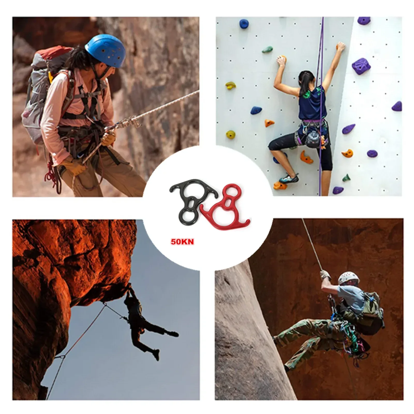 50KN Rescue Figure 8 Descender – Large Bent-Ear Belay Device for Rock Climbing and Peak Rescue - Trekker Essentials