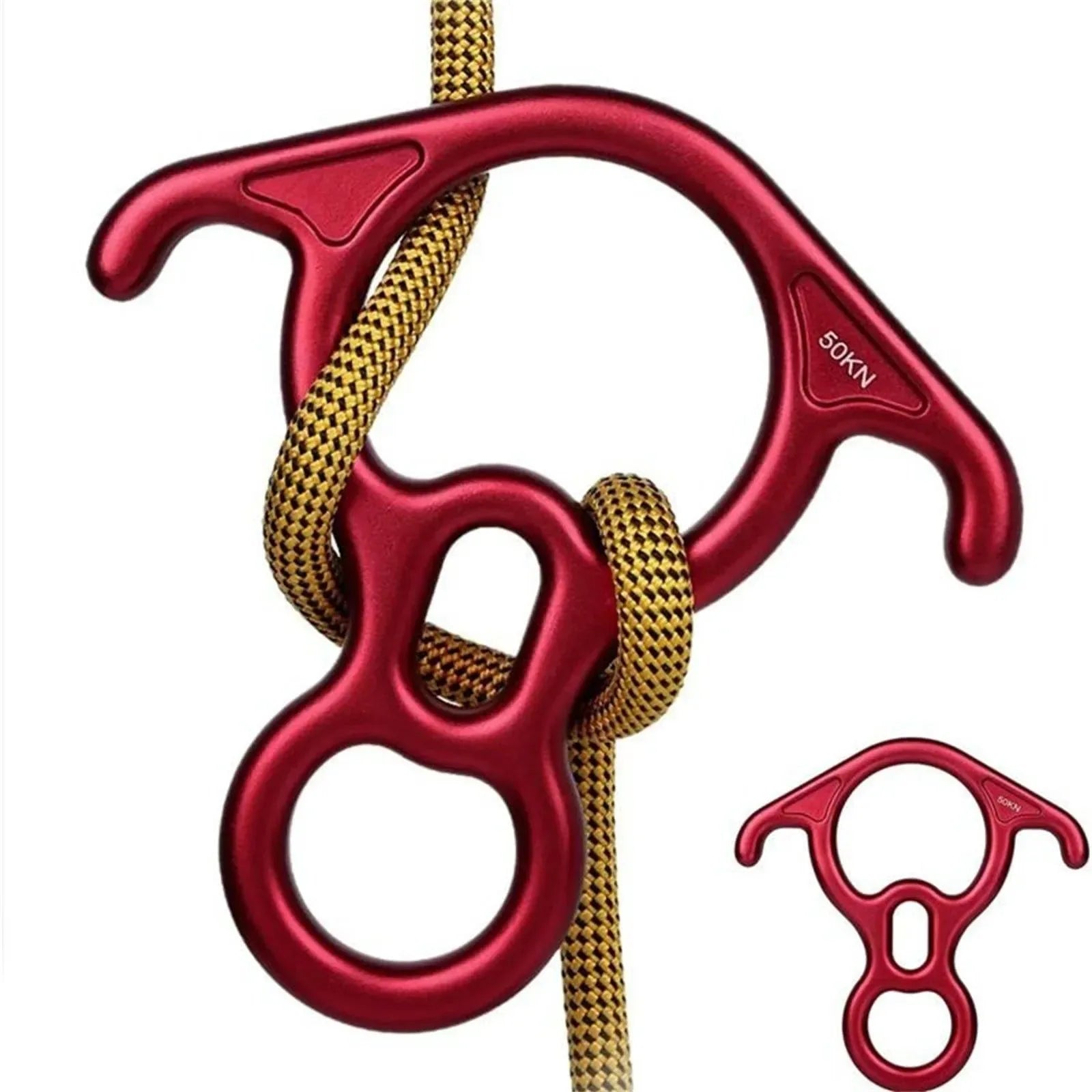 50KN Rescue Figure 8 Descender – Large Bent-Ear Belay Device for Rock Climbing and Peak Rescue - Trekker Essentials