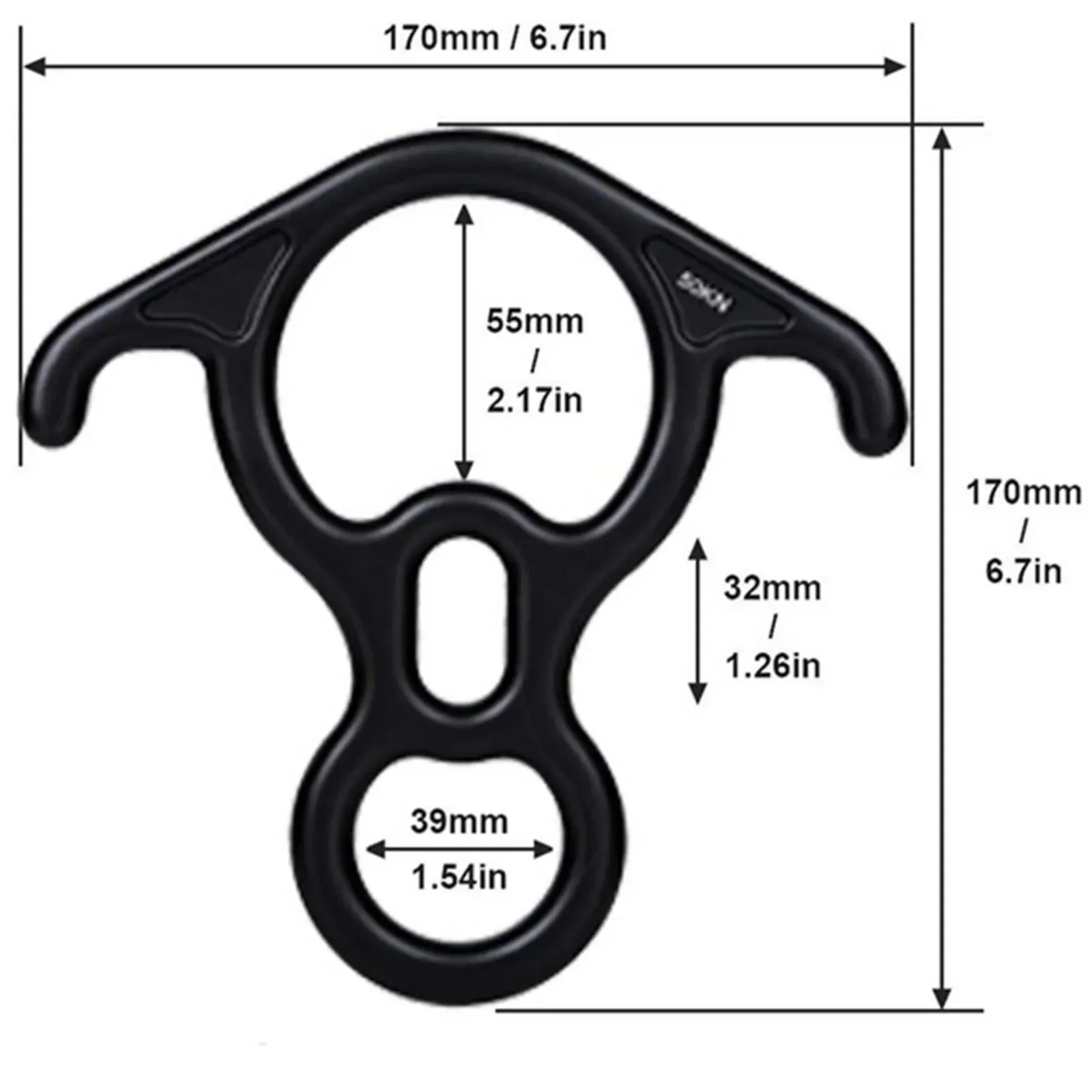 50KN Rescue Figure 8 Descender – Large Bent-Ear Belay Device for Rock Climbing and Peak Rescue - Trekker Essentials