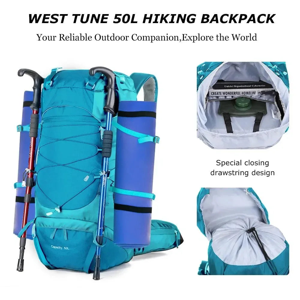50L Hiking Backpack with Rain Cover: Versatile Outdoor Rucksack for Travel, Trekking, and Camping - Trekker Essentials