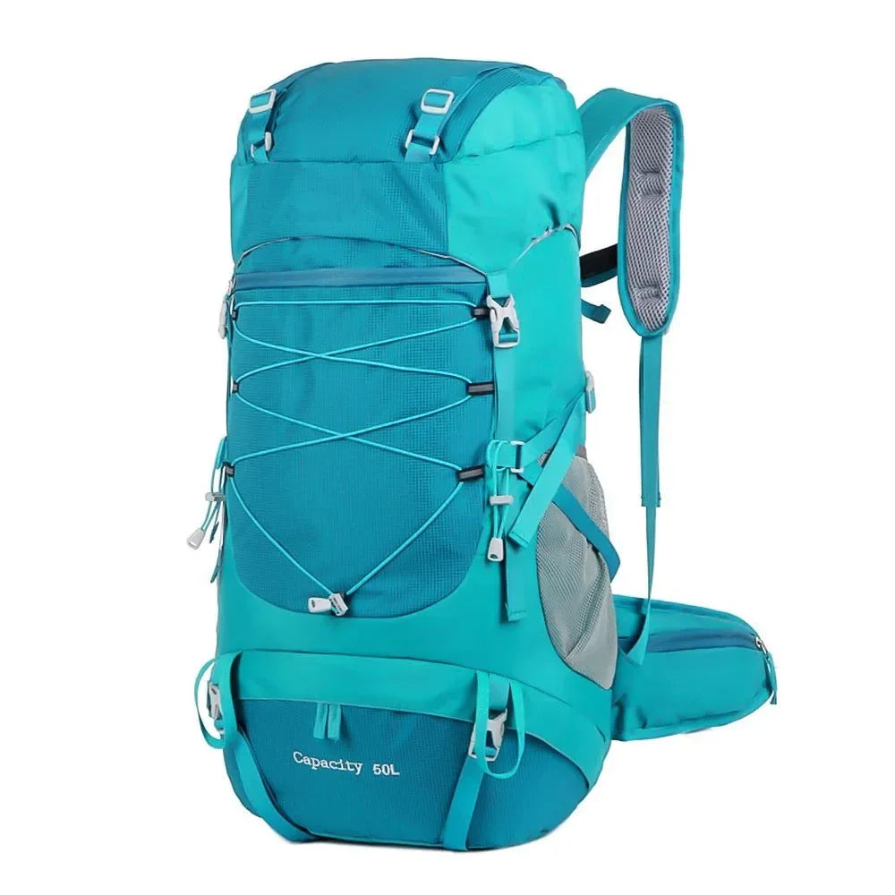 50L Hiking Backpack with Rain Cover: Versatile Outdoor Rucksack for Travel, Trekking, and Camping - Trekker Essentials