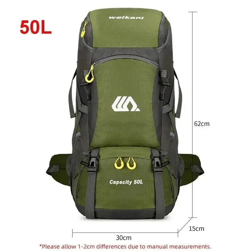 50L Travel Backpack - Waterproof Camping Rucksack for Men and Women - Trekker Essentials