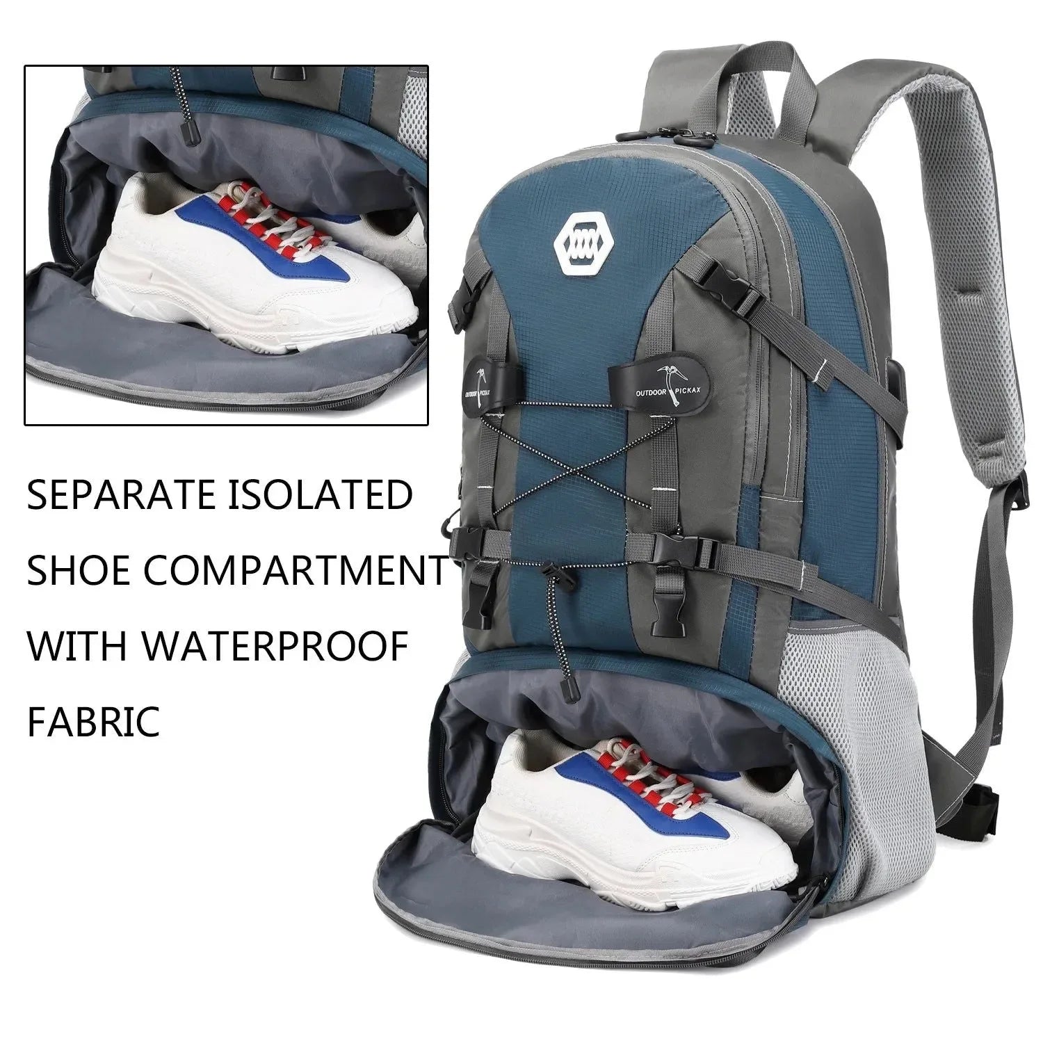 50L Waterproof Hiking Backpack with Shoe Compartment - Ideal for Men and Women - Trekker Essentials