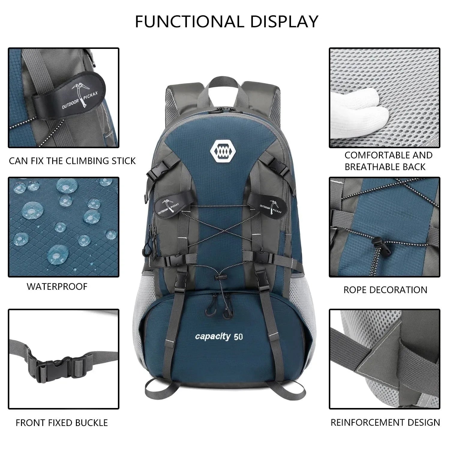 50L Waterproof Hiking Backpack with Shoe Compartment - Ideal for Men and Women - Trekker Essentials