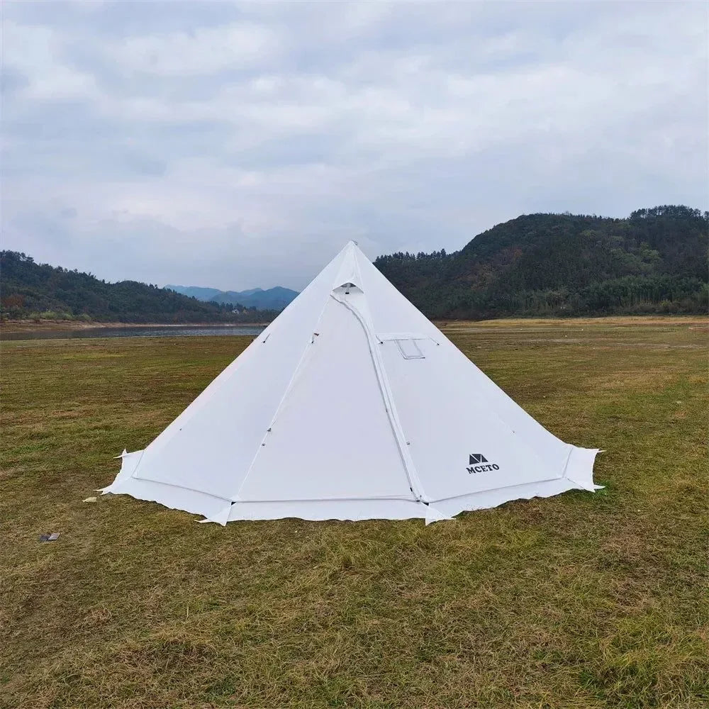 5M Oversized Pyramid Tent with Snow Skirt and Chimney Jacket - Trekker Essentials