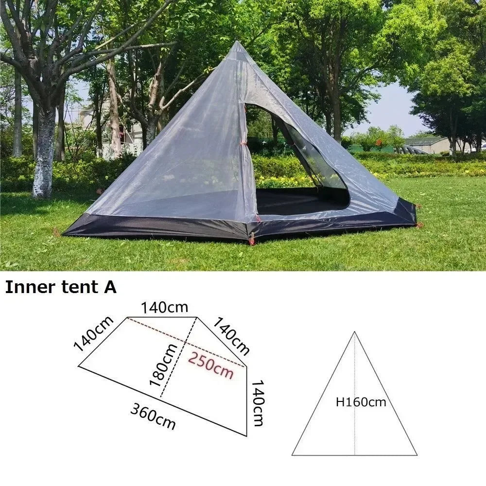 5M Oversized Pyramid Tent with Snow Skirt and Chimney Jacket - Trekker Essentials