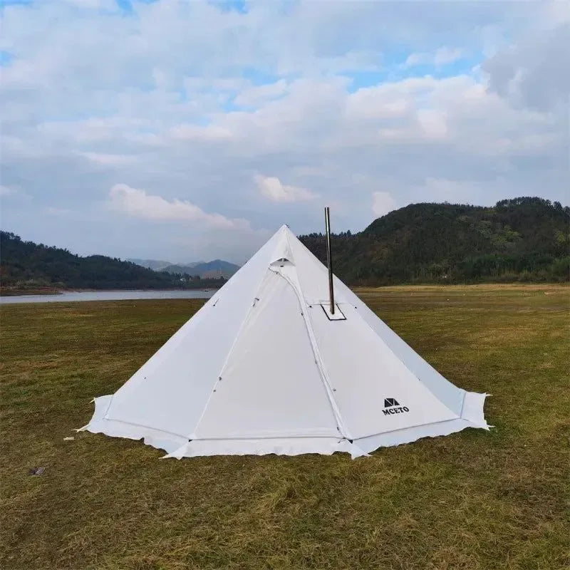 5M Oversized Pyramid Tent with Snow Skirt and Chimney Jacket - Trekker Essentials