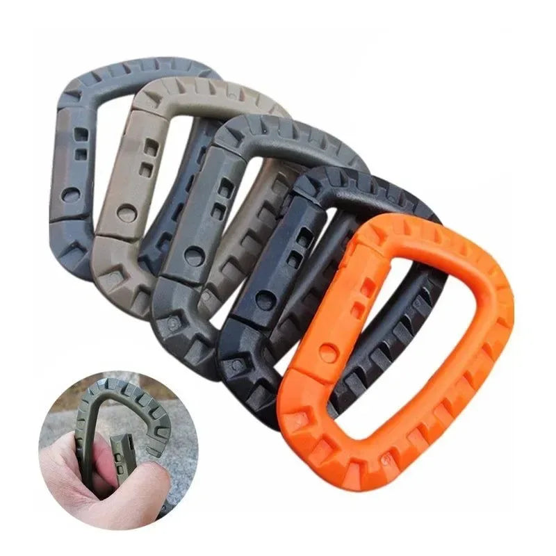 5pcs 8.5cm Tactical Backpack Buckle Carabiner Hook - D Shape Plastic Fast Carabiner for EDC Gear and Outdoor Camping - Trekker Essentials