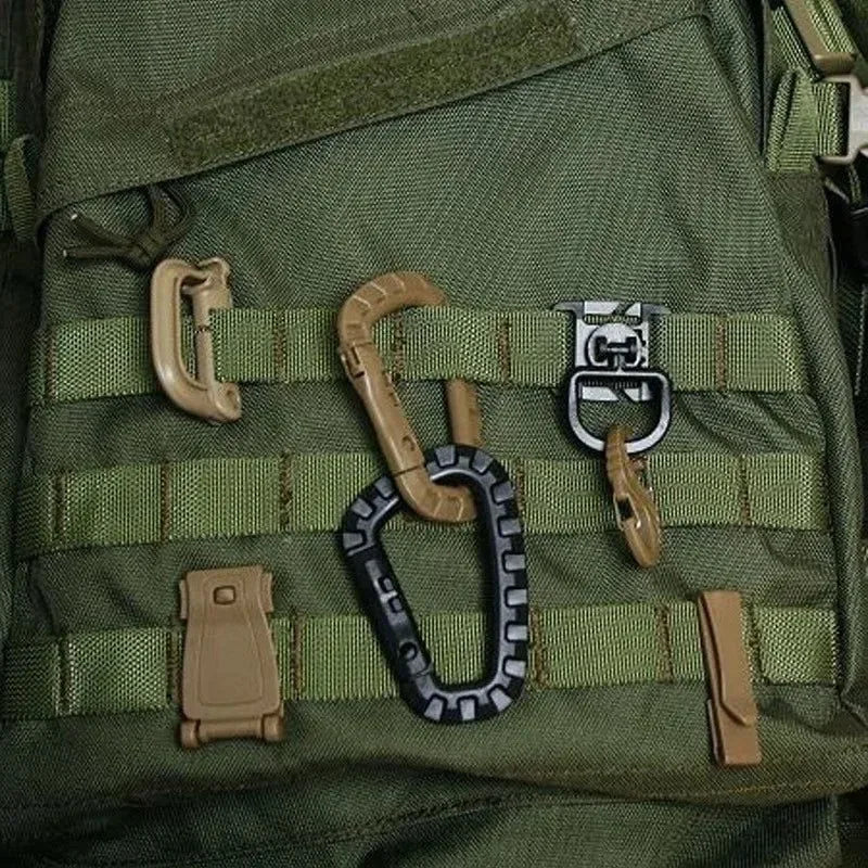 5pcs 8.5cm Tactical Backpack Buckle Carabiner Hook - D Shape Plastic Fast Carabiner for EDC Gear and Outdoor Camping - Trekker Essentials