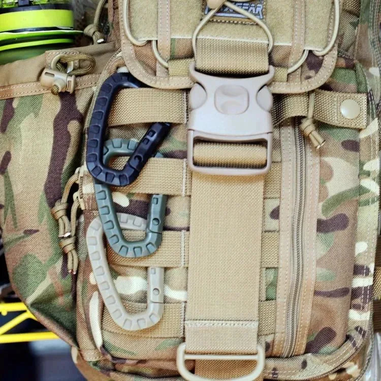 5pcs 8.5cm Tactical Backpack Buckle Carabiner Hook - D Shape Plastic Fast Carabiner for EDC Gear and Outdoor Camping - Trekker Essentials