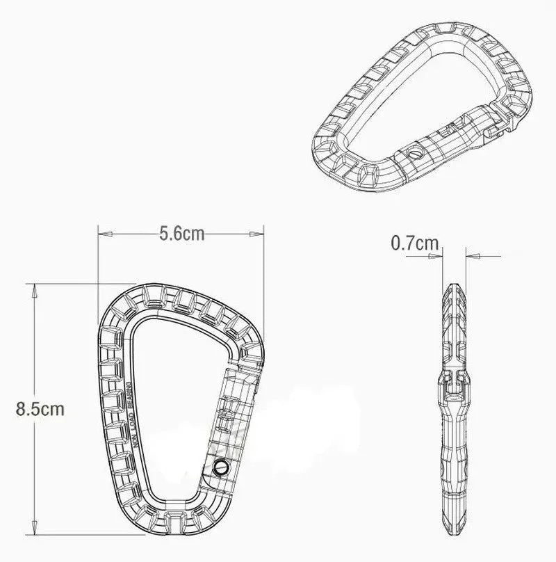 5pcs 8.5cm Tactical Backpack Buckle Carabiner Hook - D Shape Plastic Fast Carabiner for EDC Gear and Outdoor Camping - Trekker Essentials