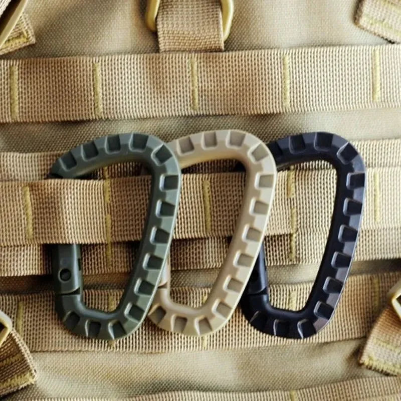 5pcs 8.5cm Tactical Backpack Buckle Carabiner Hook - D Shape Plastic Fast Carabiner for EDC Gear and Outdoor Camping - Trekker Essentials