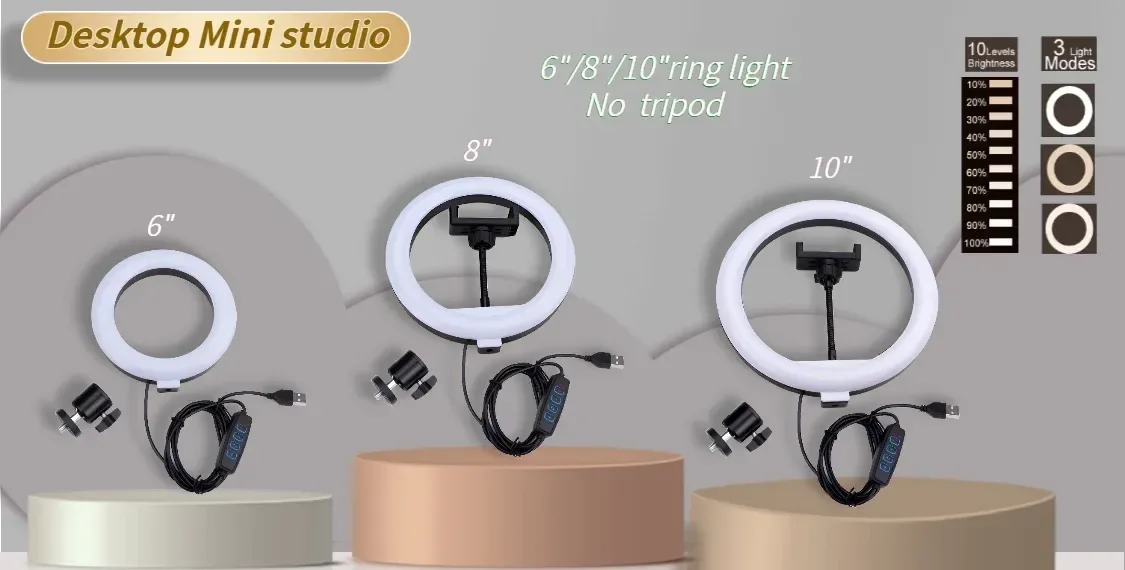 6-14" Professional Ring Light Kit with Tripod – Bi-Color 3200K-5600K LED, USB Powered for Live Streaming, Makeup, TikTok Videos - Trekker Essentials
