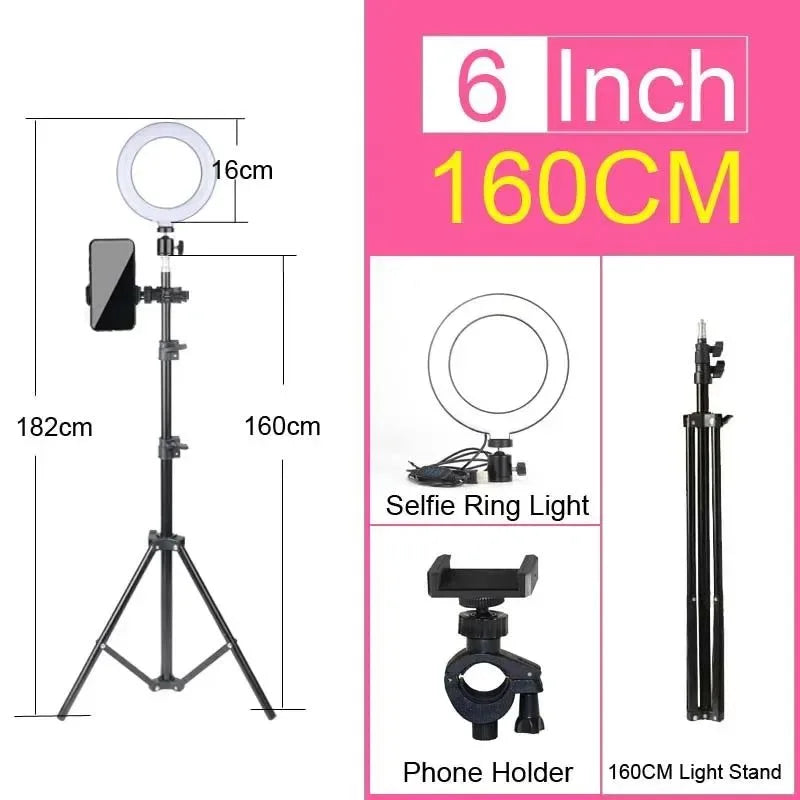 6-14" Professional Ring Light Kit with Tripod – Bi-Color 3200K-5600K LED, USB Powered for Live Streaming, Makeup, TikTok Videos - Trekker Essentials