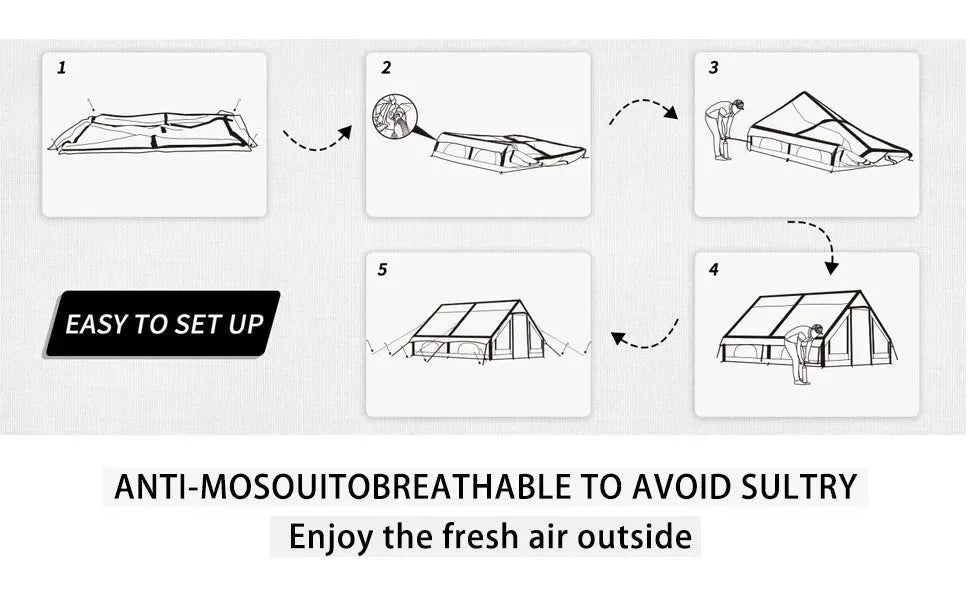6-8 Person Inflatable Camping Tent – 80.73 Sq Ft 4-Season Blow Up Tent with Quick Setup & Stove Compatibility - Trekker Essentials