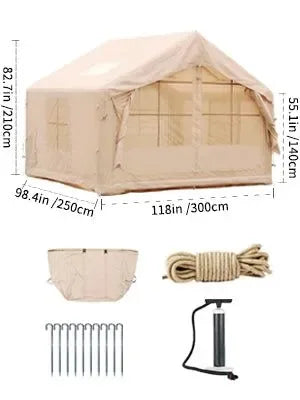 6-8 Person Inflatable Camping Tent – 80.73 Sq Ft 4-Season Blow Up Tent with Quick Setup & Stove Compatibility - Trekker Essentials
