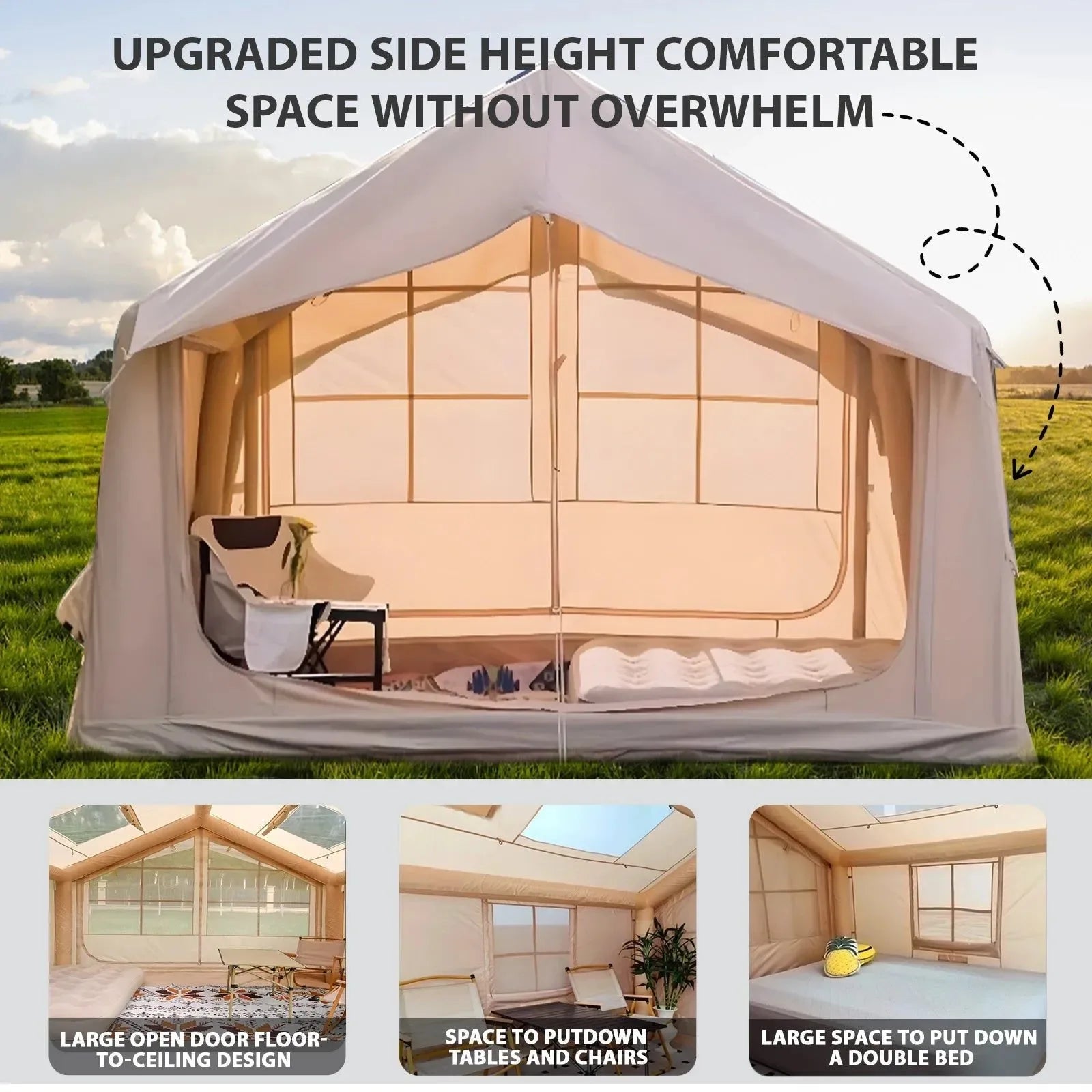 6-8 Person Inflatable Camping Tent – 80.73 Sq Ft 4-Season Blow Up Tent with Quick Setup & Stove Compatibility - Trekker Essentials