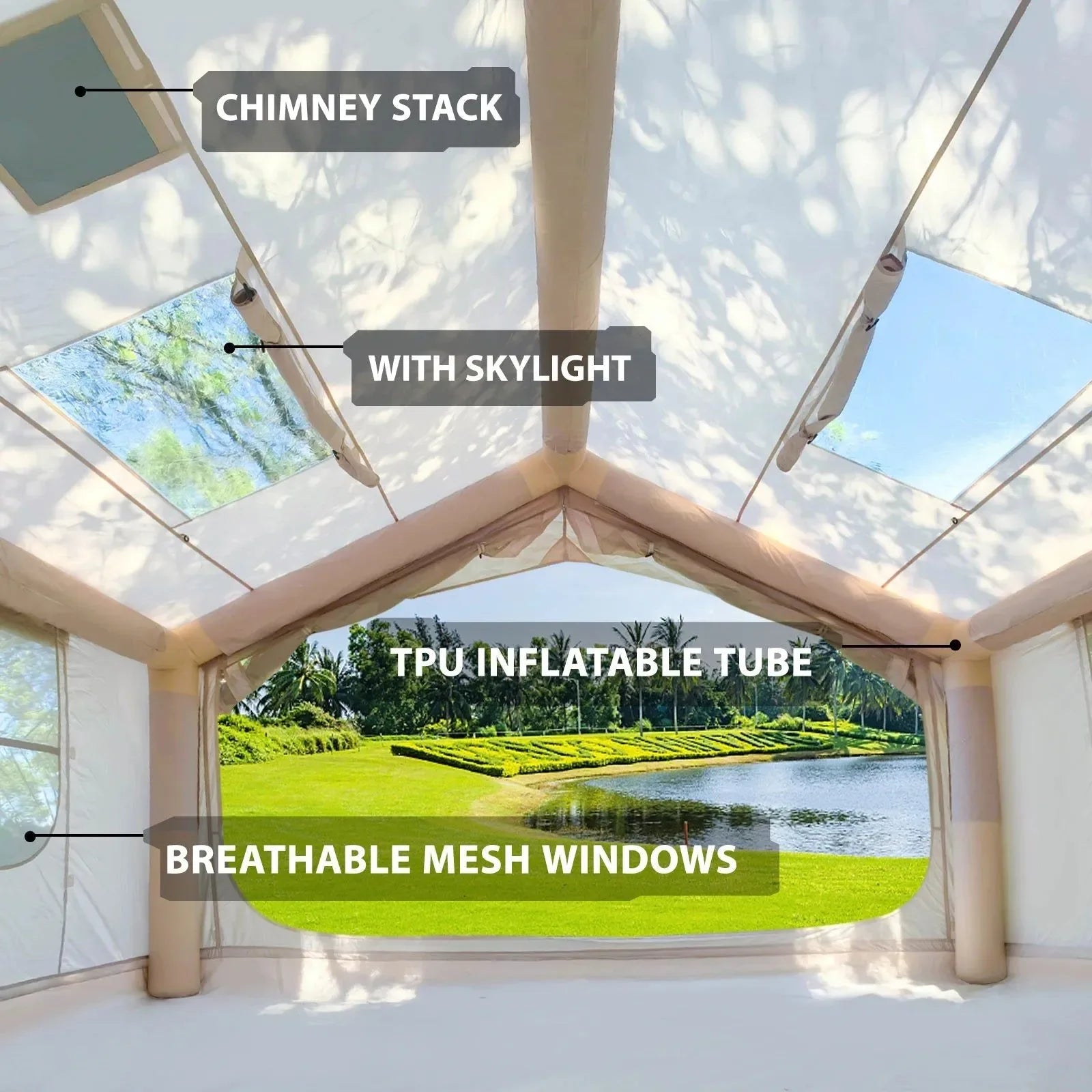 6-8 Person Inflatable Camping Tent – 80.73 Sq Ft 4-Season Blow Up Tent with Quick Setup & Stove Compatibility - Trekker Essentials