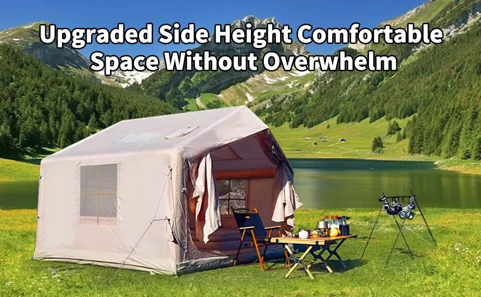 6-8 Person Inflatable Camping Tent – 80.73 Sq Ft 4-Season Blow Up Tent with Quick Setup & Stove Compatibility - Trekker Essentials