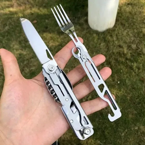 6-in-1 Detachable Camping Utensil Set - Compact Travel Cutlery with Spoon, Fork, Knife & Bottle Opener - Trekker Essentials