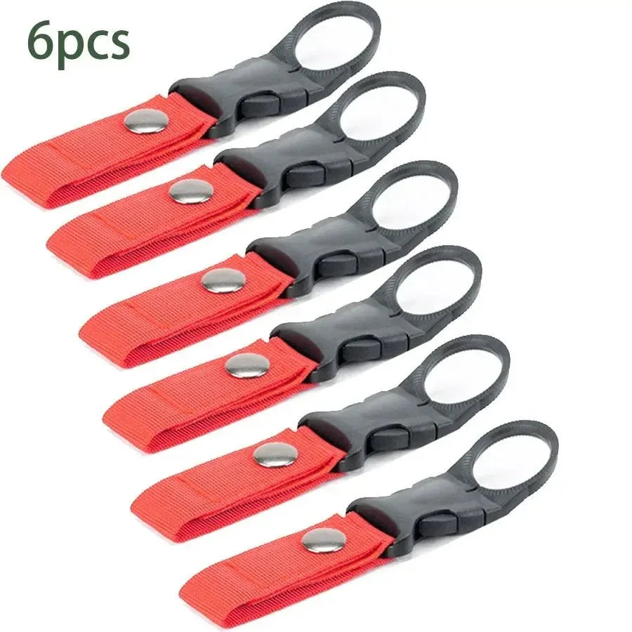 6-Pack Military-Grade Water Bottle Clips – Heavy Duty Nylon Webbing Buckle Hooks for Camping, Hiking & Backpack Accessories - Trekker Essentials