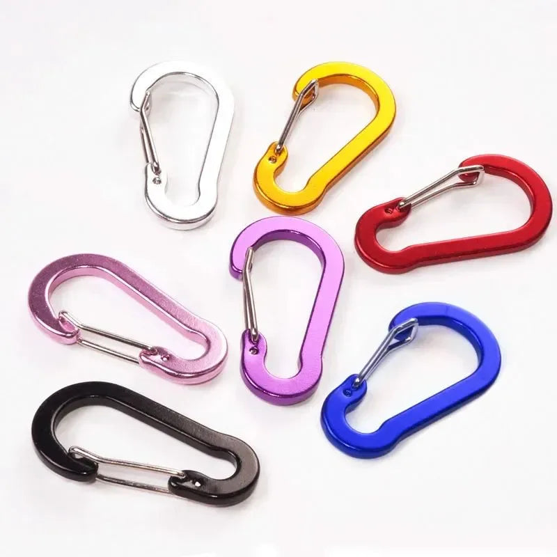 6-Piece Outdoor Camping Multi-Tool Carabiner Clips - Aluminum Buckles for Mountaineering, Fishing, Climbing Accessories - Trekker Essentials