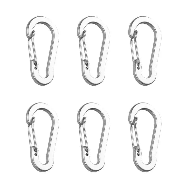 6-Piece Outdoor Camping Multi-Tool Carabiner Clips - Aluminum Buckles for Mountaineering, Fishing, Climbing Accessories - Trekker Essentials