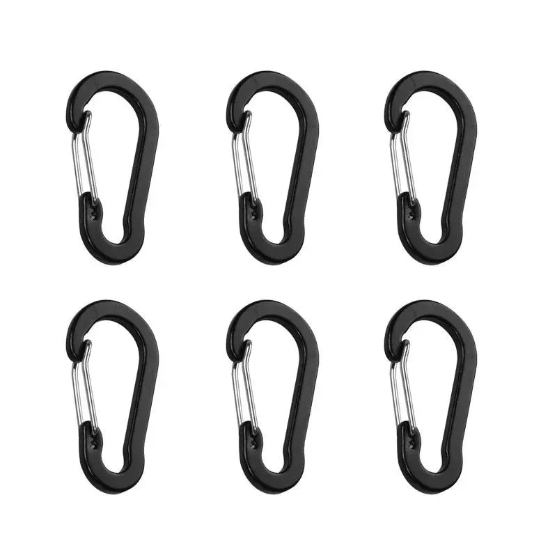 6-Piece Outdoor Camping Multi-Tool Carabiner Clips - Aluminum Buckles for Mountaineering, Fishing, Climbing Accessories - Trekker Essentials