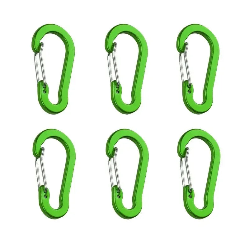 6-Piece Outdoor Camping Multi-Tool Carabiner Clips - Aluminum Buckles for Mountaineering, Fishing, Climbing Accessories - Trekker Essentials