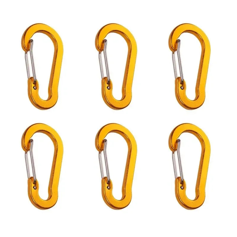 6-Piece Outdoor Camping Multi-Tool Carabiner Clips - Aluminum Buckles for Mountaineering, Fishing, Climbing Accessories - Trekker Essentials
