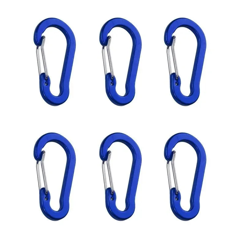 6-Piece Outdoor Camping Multi-Tool Carabiner Clips - Aluminum Buckles for Mountaineering, Fishing, Climbing Accessories - Trekker Essentials