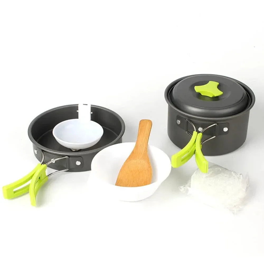6-Piece Portable Cookware Set - 2-3 Persons Camping Pot, Bowl, and Spoon for Outdoor Hiking and Backpacking - Trekker Essentials