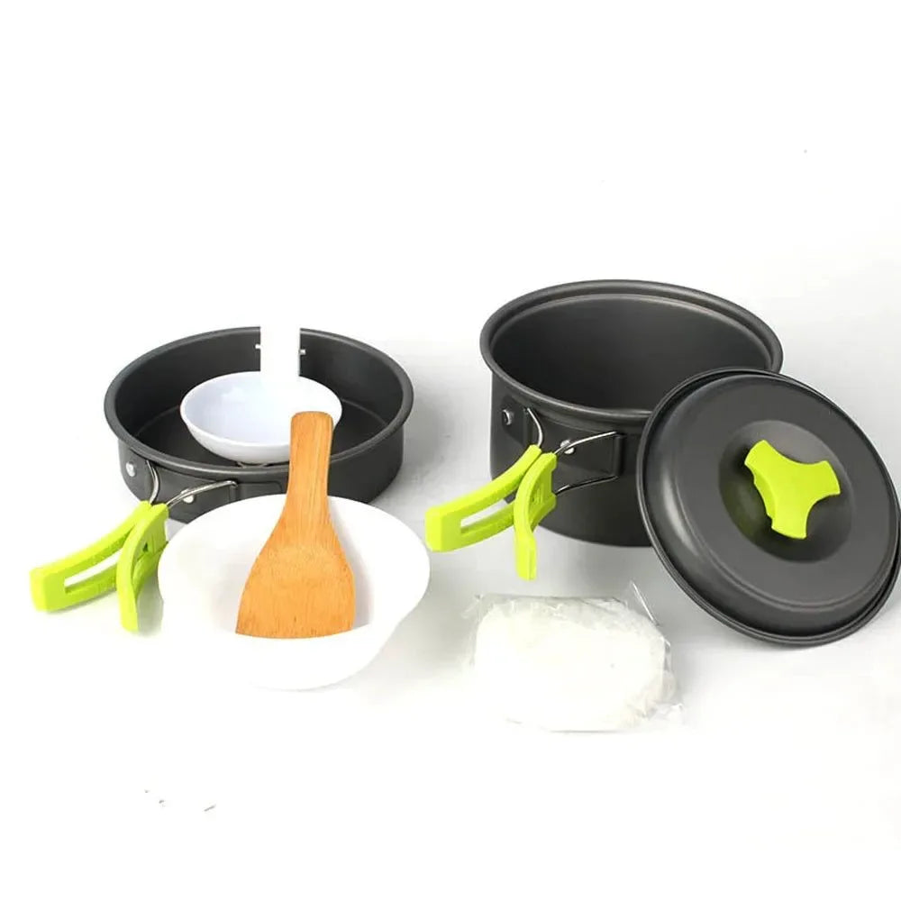 6-Piece Portable Cookware Set - 2-3 Persons Camping Pot, Bowl, and Spoon for Outdoor Hiking and Backpacking - Trekker Essentials