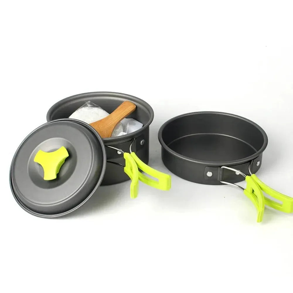 6-Piece Portable Cookware Set - 2-3 Persons Camping Pot, Bowl, and Spoon for Outdoor Hiking and Backpacking - Trekker Essentials