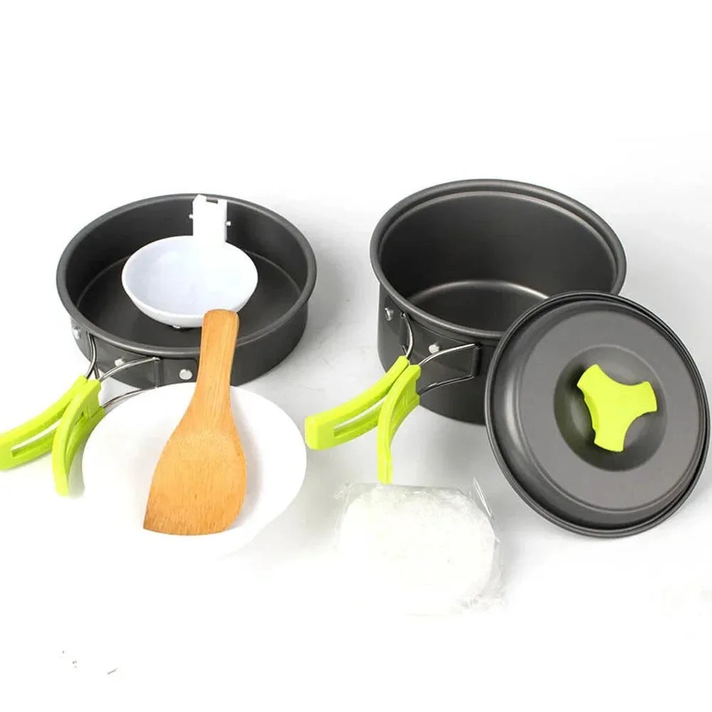 6-Piece Portable Cookware Set - 2-3 Persons Camping Pot, Bowl, and Spoon for Outdoor Hiking and Backpacking - Trekker Essentials