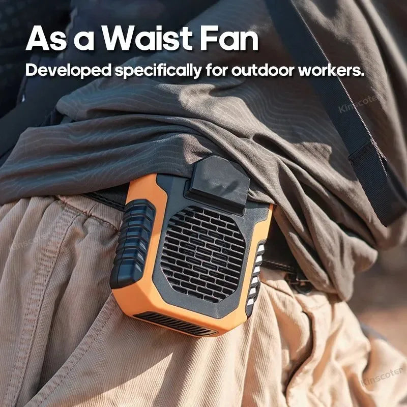 6000mAh Outdoor Waist Fan – Rechargeable Cooler Ventilator for Fishing Hiking Camping - Trekker Essentials