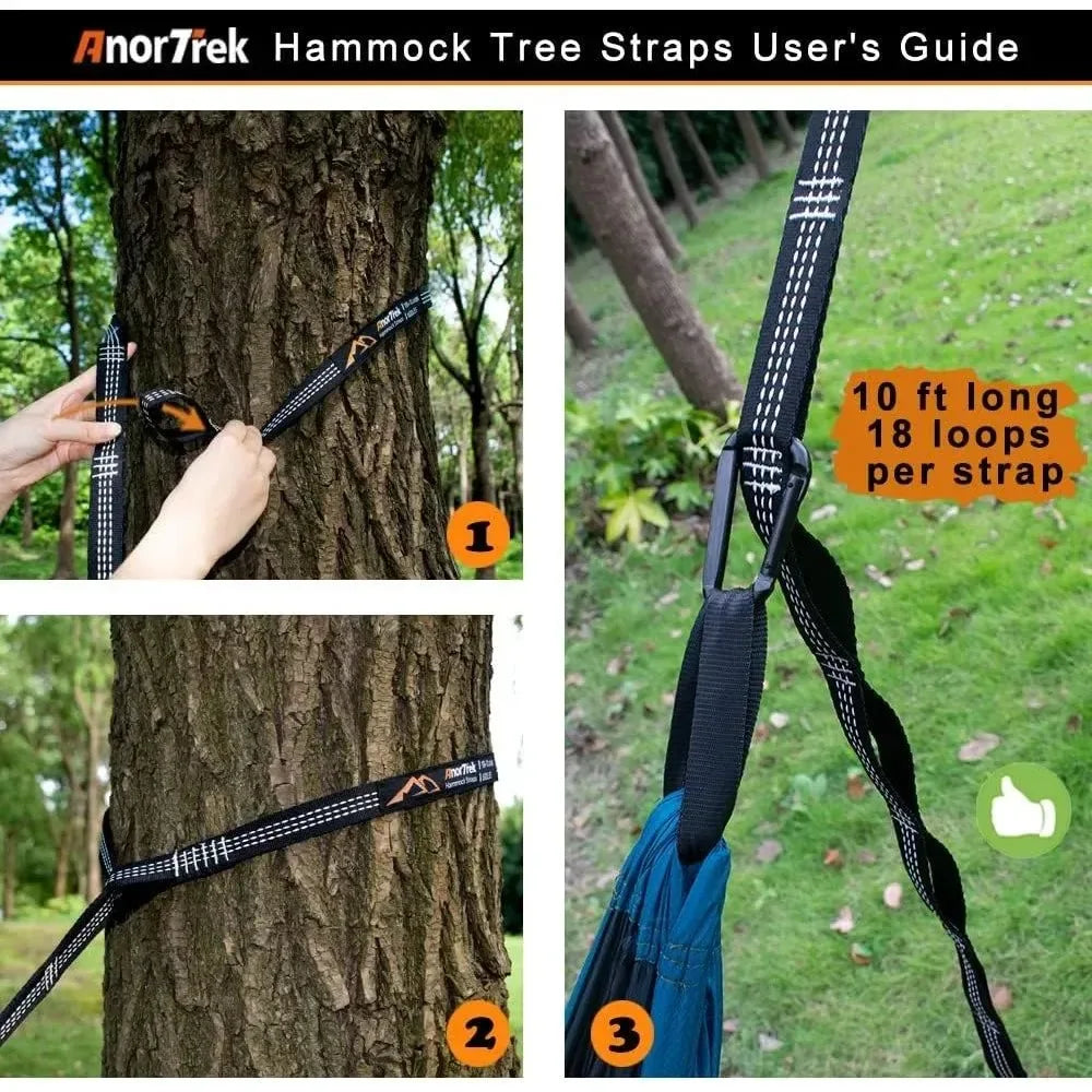 600lb Capacity Camping Hammock with Mosquito Net - Lightweight Portable Double Hammock with Aluminum Poles & Tree Straps - Trekker Essentials