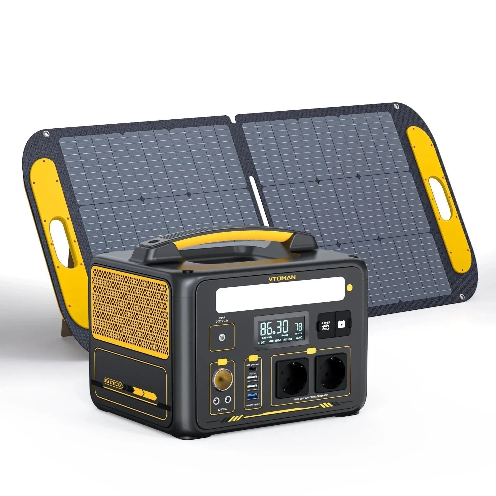 600W Portable Power Station with 110W Solar Panel – 299Wh LiFePO4 Battery, Pure Sine Wave AC, Solar Charger for Camping & Emergencies - Trekker Essentials