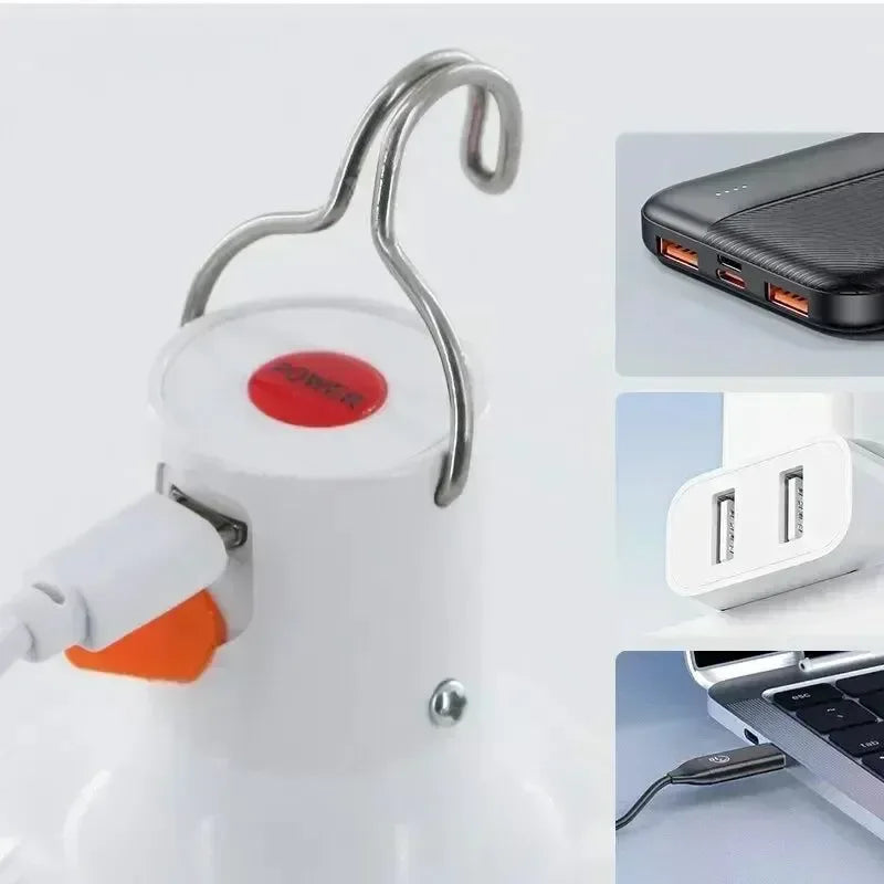 60W USB Rechargeable LED Emergency Light Bulb: Portable Lantern for Outdoor Camping and Hiking - Trekker Essentials
