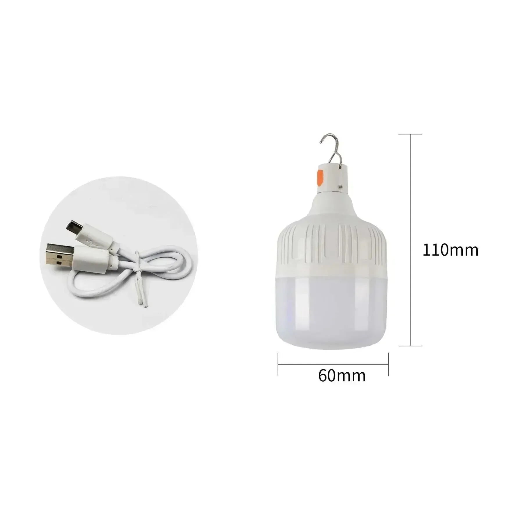 60W USB Rechargeable LED Emergency Light Bulb: Portable Lantern for Outdoor Camping and Hiking - Trekker Essentials