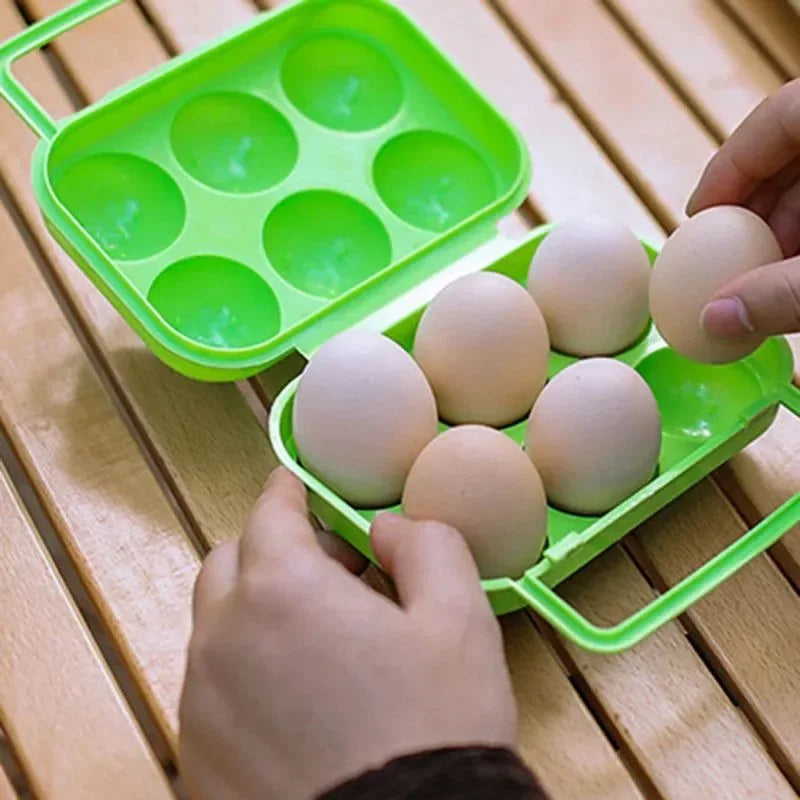 6/12 Grid Egg Storage Box - Plastic Travel Portable Kitchen Utensils for Outdoor Picnic BBQ Camping Tableware - Trekker Essentials