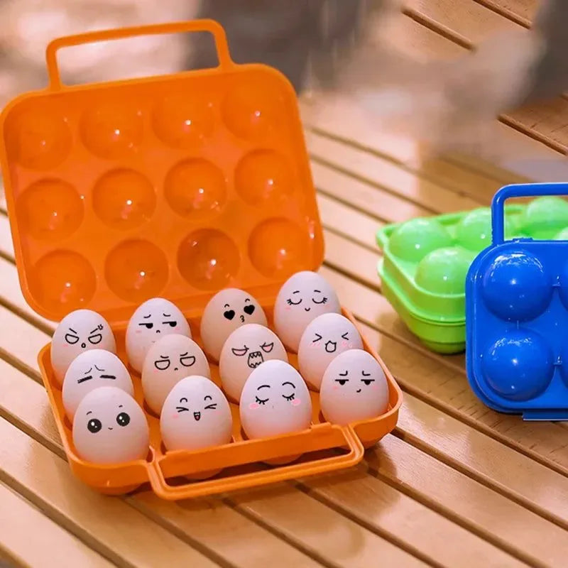 6/12 Grid Egg Storage Box - Plastic Travel Portable Kitchen Utensils for Outdoor Picnic BBQ Camping Tableware - Trekker Essentials