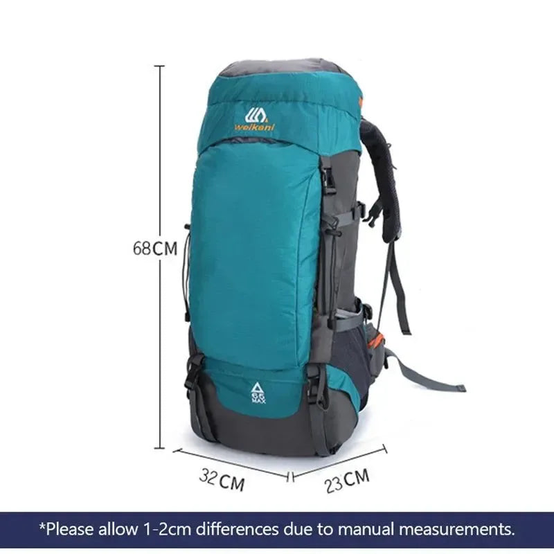 65L Waterproof Camping Backpack - Large Capacity Outdoor Climbing and Hiking Bag for Mountaineering and Trekking - Trekker Essentials