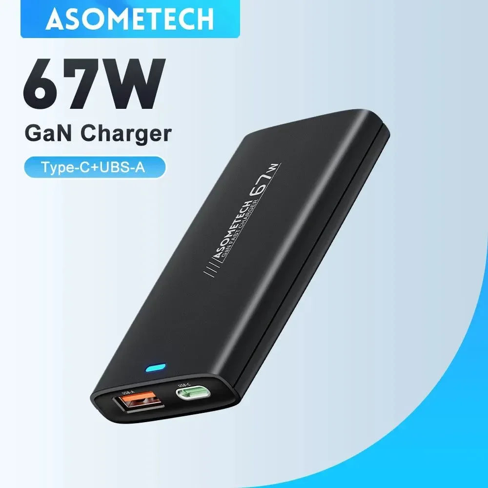 67W GaN Fast Travel Charger: PPS, QC, PD3.0 USB Type C Charger for iPhone 14, Samsung S23, Huawei, Xiaomi, and Macbook - Trekker Essentials