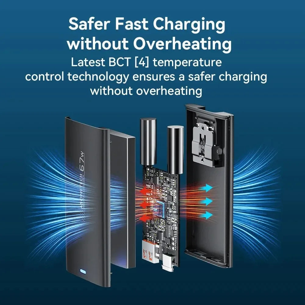 67W GaN Fast Travel Charger: PPS, QC, PD3.0 USB Type C Charger for iPhone 14, Samsung S23, Huawei, Xiaomi, and Macbook - Trekker Essentials